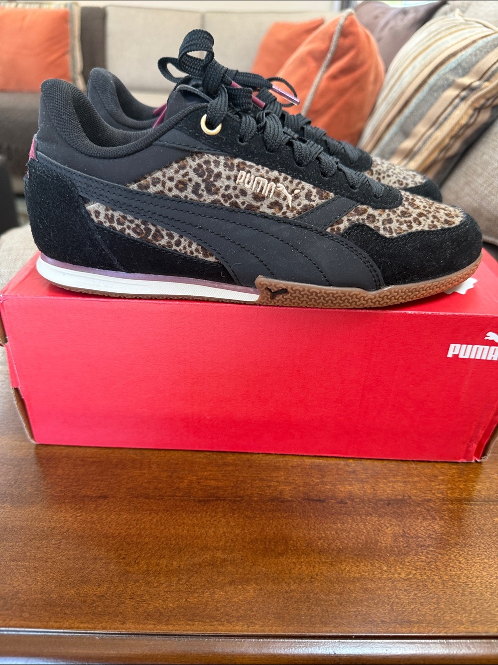 Puma Black & Leopard Print Women's Low-Top Sneakers
